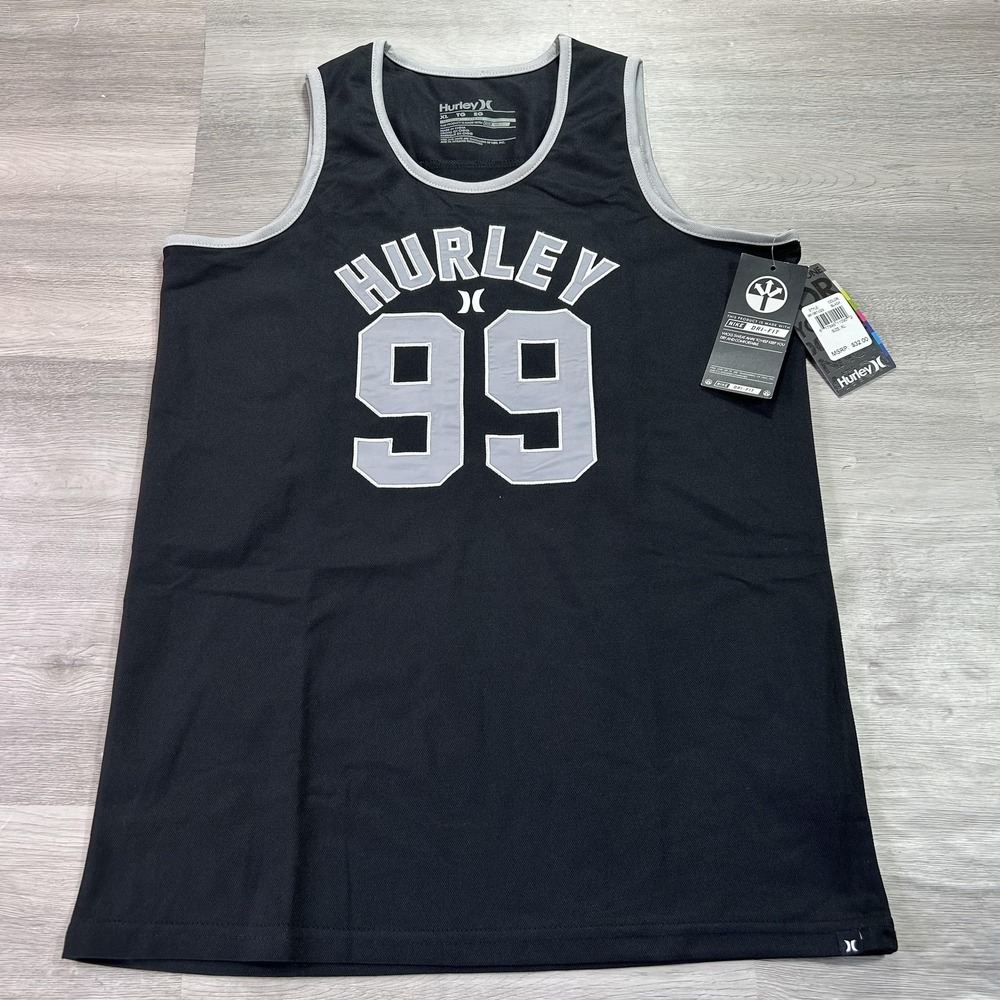 Hurley Tank Top Boys XL Black 99 Jersey Nike Dri-FIT Basketball Youth Graphic